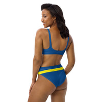 Curacao Flag High-Waisted Bikini Customizable Set - Conscious Apparel Store