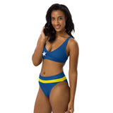 Curacao Flag High-Waisted Bikini Customizable Set - Conscious Apparel Store