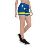 Curacao Flag Leggings Shorts - Conscious Apparel Store