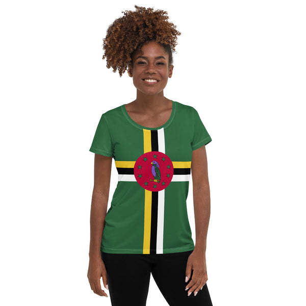Dominica Flag Women's Athletic T-shirt - Conscious Apparel Store