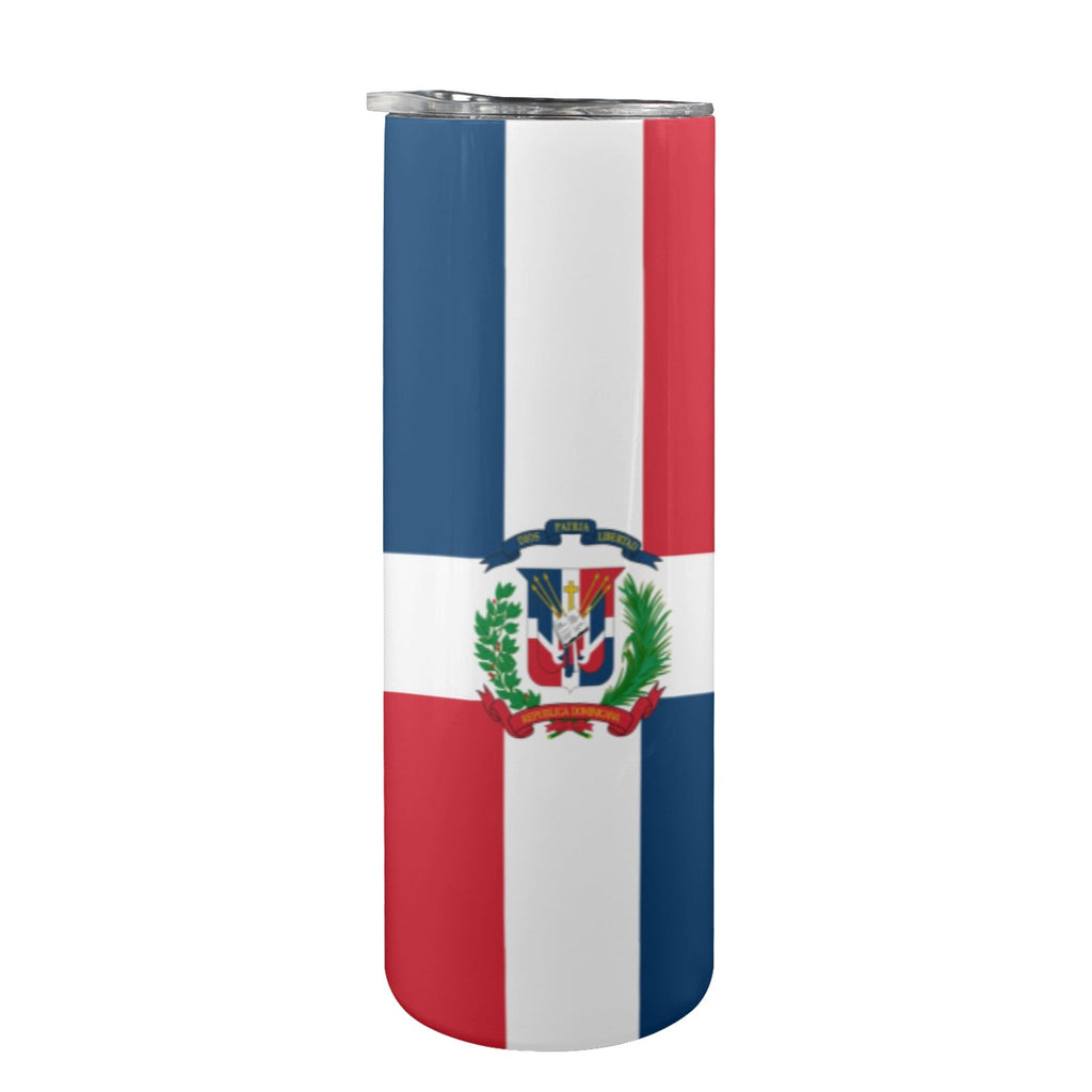 Dominican Republic Flag 20oz Tall Skinny Tumbler with Lid and Straw - Conscious Apparel Store