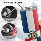 Dominican Republic Flag 20oz Tall Skinny Tumbler with Lid and Straw - Conscious Apparel Store