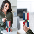 Dominican Republic Flag 20oz Tall Skinny Tumbler with Lid and Straw - Conscious Apparel Store