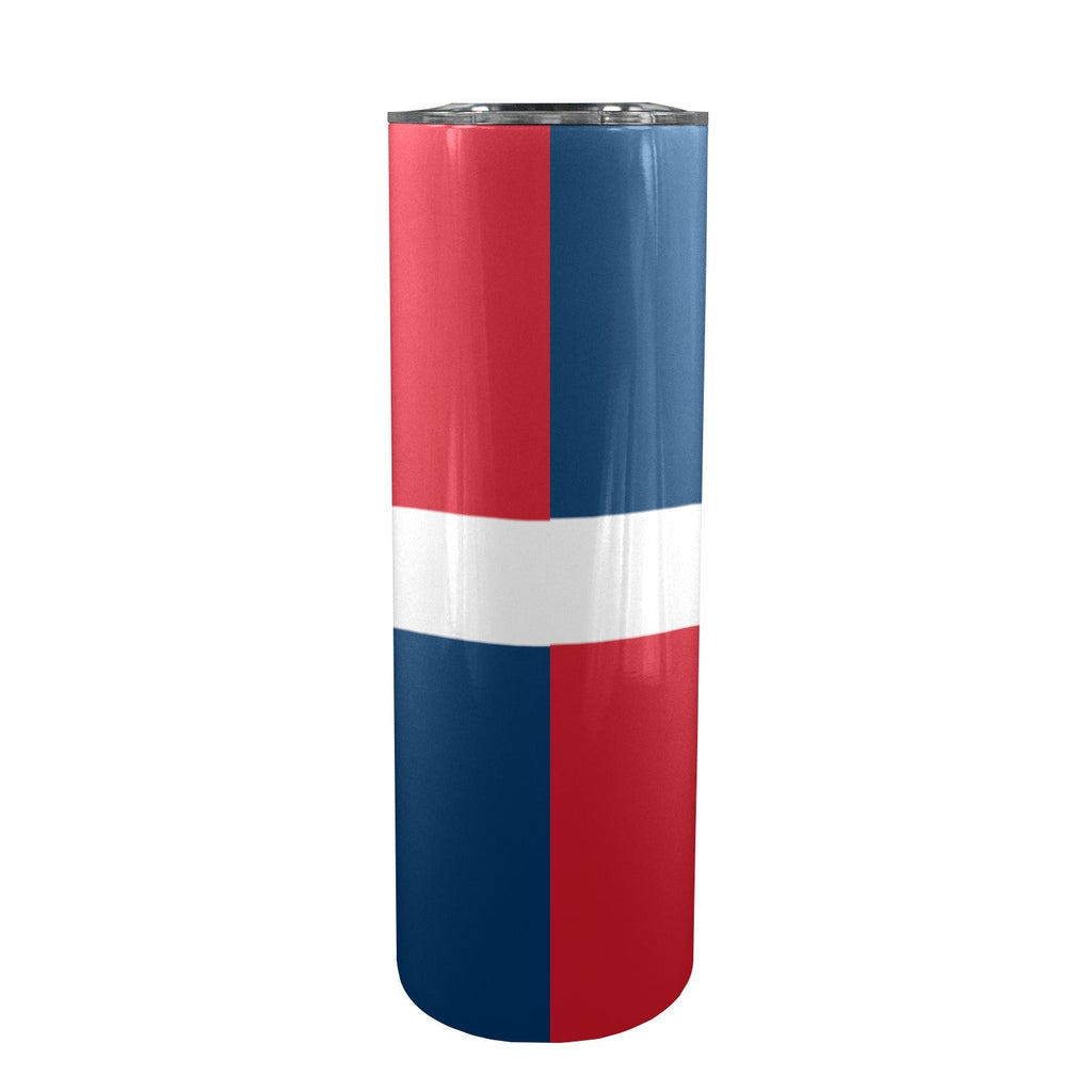 Dominican Republic Flag 20oz Tall Skinny Tumbler with Lid and Straw - Conscious Apparel Store