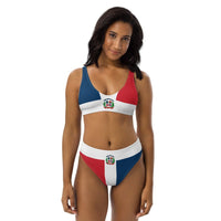 Dominican Republic Flag High-Waisted Bikini Customizable Set - Conscious Apparel Store