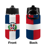 Dominican Republic Flag Kids Water Bottle with Straw Lid (12 oz) - Conscious Apparel Store