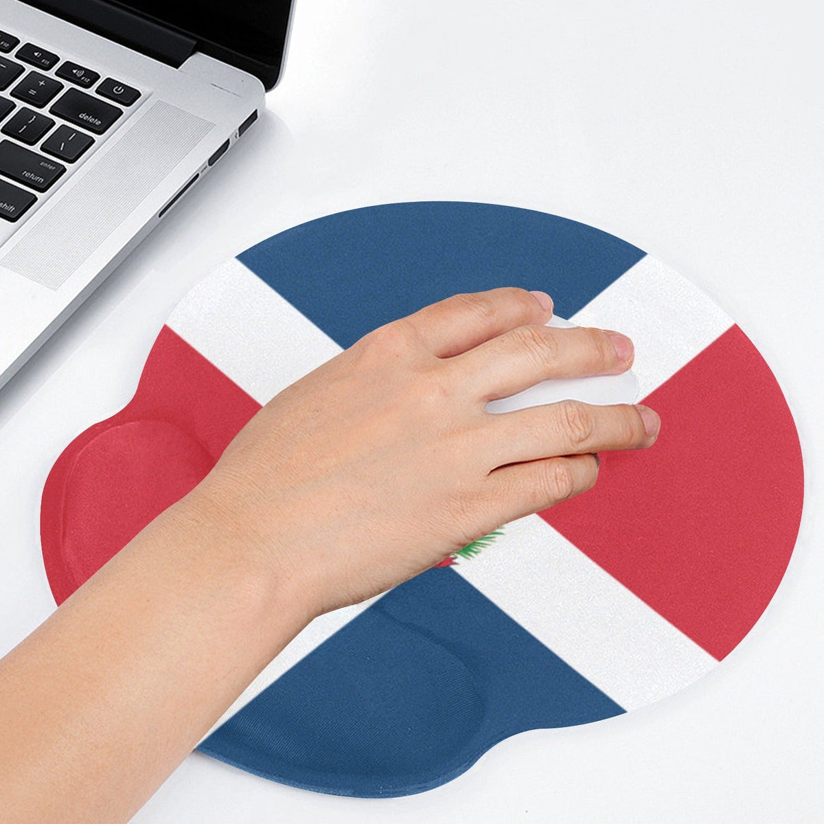 Dominican Republic Flag Mouse Pad with Wrist Rest Support - Conscious Apparel Store