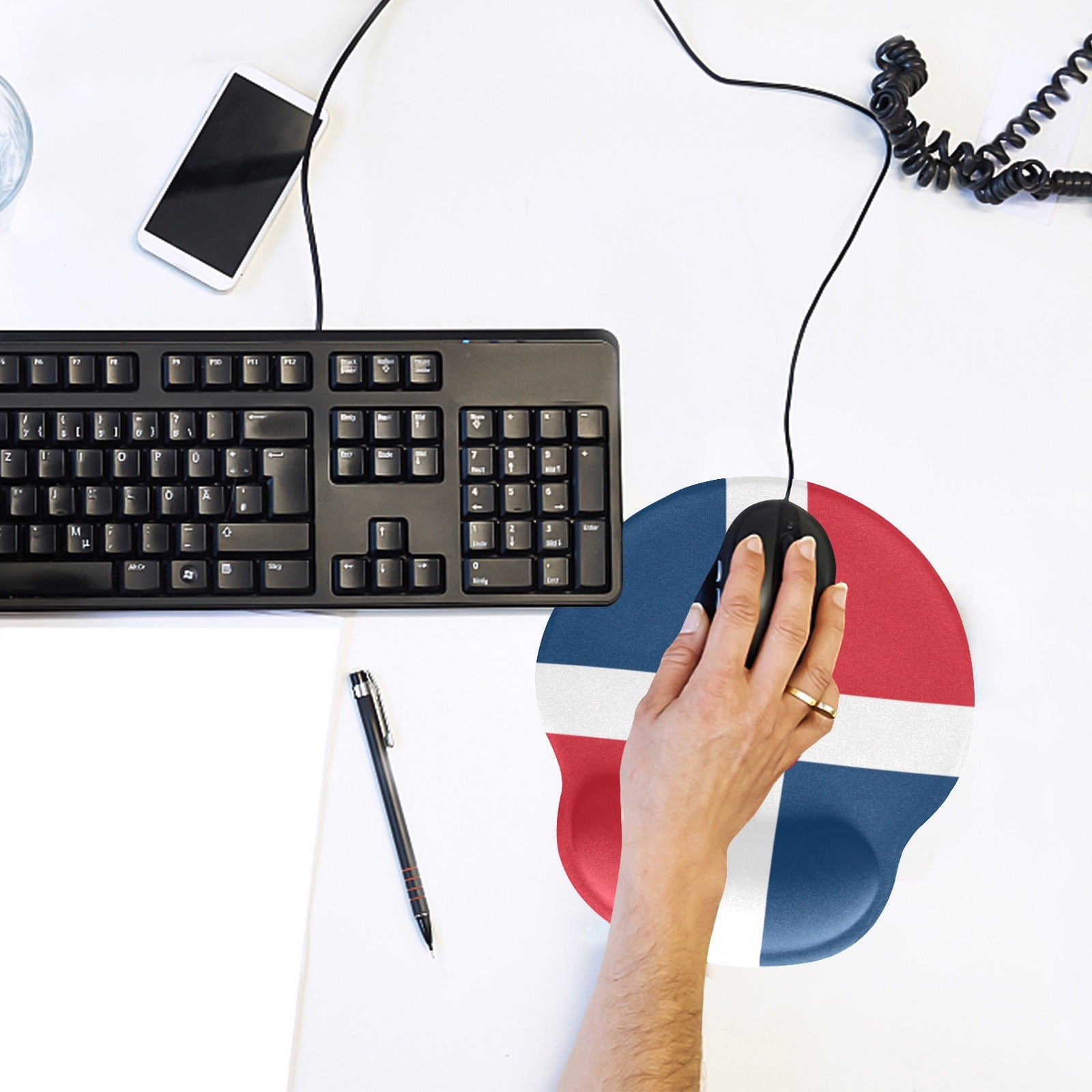 Dominican Republic Flag Mouse Pad with Wrist Rest Support - Conscious Apparel Store