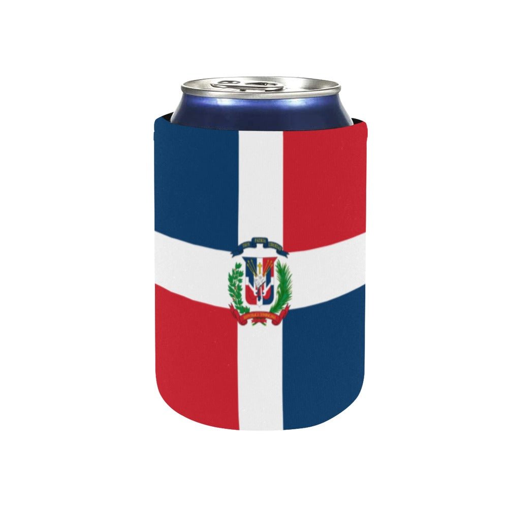 Dominican Republic Flag Neoprene Can Cooler 4" x 2.7" dia. - Conscious Apparel Store