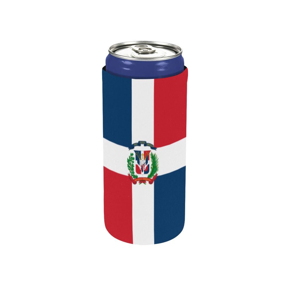 Dominican Republic Flag Neoprene Can Cooler 5" x 2.3" dia. - Conscious Apparel Store