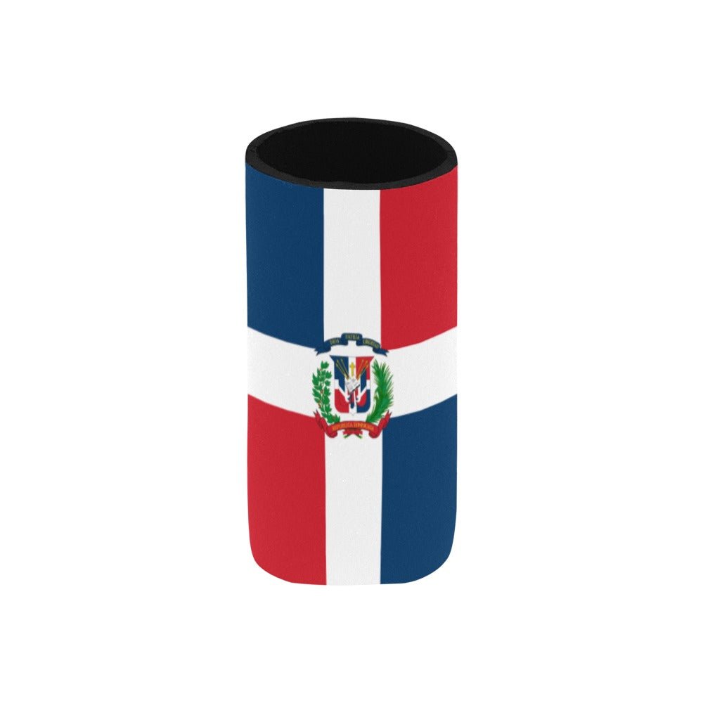 Dominican Republic Flag Neoprene Can Cooler 5" x 2.3" dia. - Conscious Apparel Store