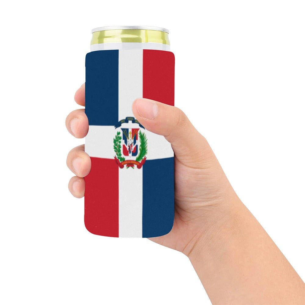 Dominican Republic Flag Neoprene Can Cooler 5" x 2.3" dia. - Conscious Apparel Store