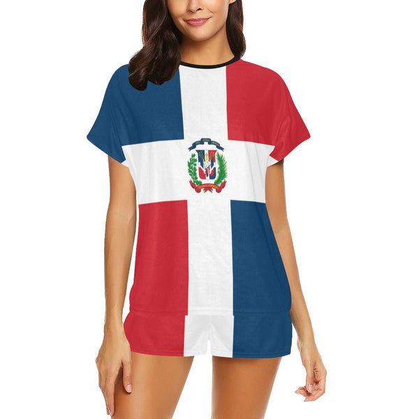 Dominican Republic Flag Women's Short Pajama Set - Conscious Apparel Store