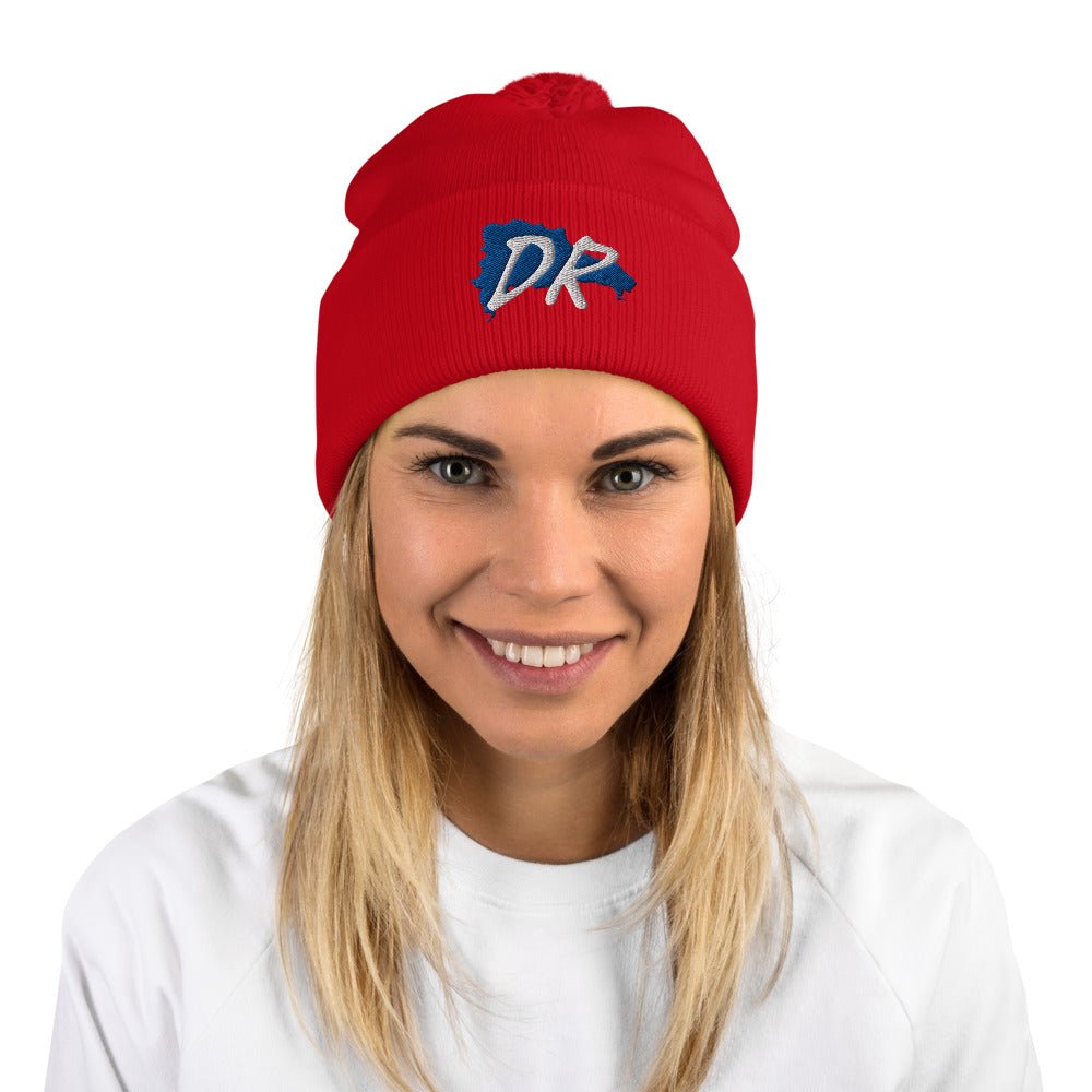 Dominican Republic Map Pom-Pom Beanie - Conscious Apparel Store