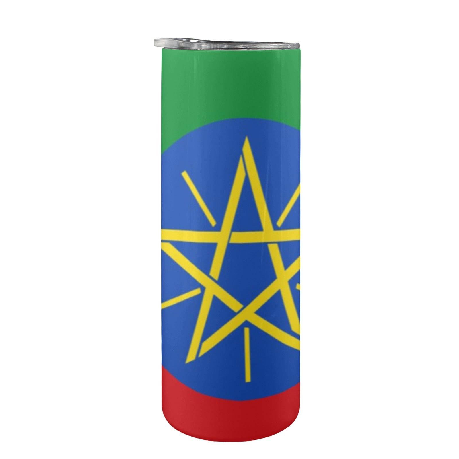 Ethiopia Flag 20oz Tall Skinny Tumbler with Lid and Straw - Conscious Apparel Store