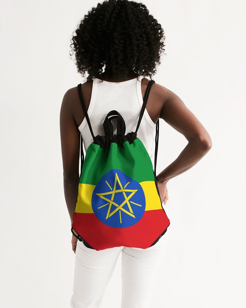 Ethiopia Flag Canvas Drawstring Bag - Conscious Apparel Store