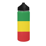 Ethiopia Flag Insulated Water Bottle with Straw Lid (18 oz) - Conscious Apparel Store