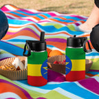 Ethiopia Flag Kids Water Bottle with Straw Lid (12 oz) - Conscious Apparel Store