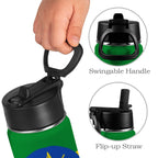 Ethiopia Flag Kids Water Bottle with Straw Lid (12 oz) - Conscious Apparel Store