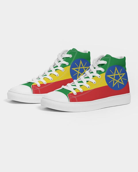 Ethiopia Flag Men's Hightop Canvas Shoe - Conscious Apparel Store