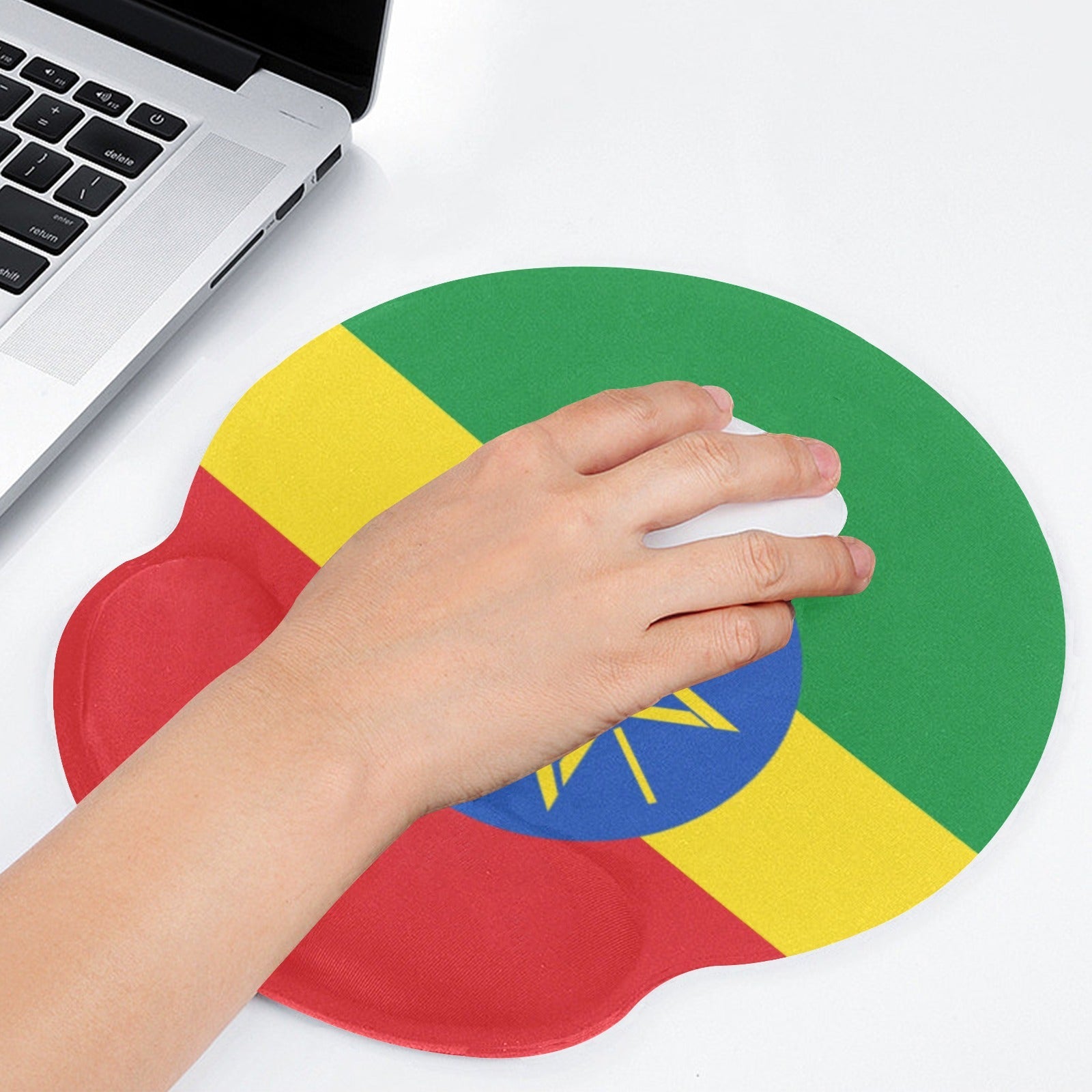 Ethiopia Flag Mouse Pad with Wrist Rest Support - Conscious Apparel Store