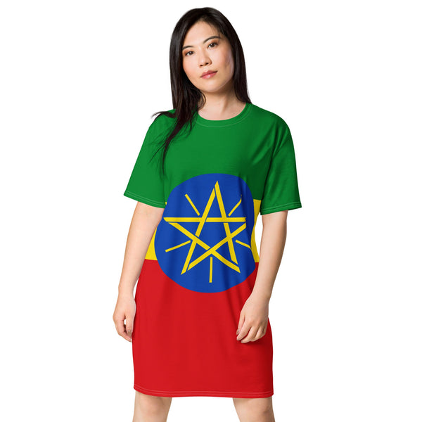 Ethiopia Flag T-shirt dress - Conscious Apparel Store