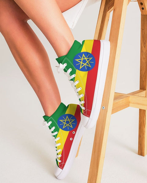 Ethiopia Flag Women's Hightop Canvas Shoe - Conscious Apparel Store