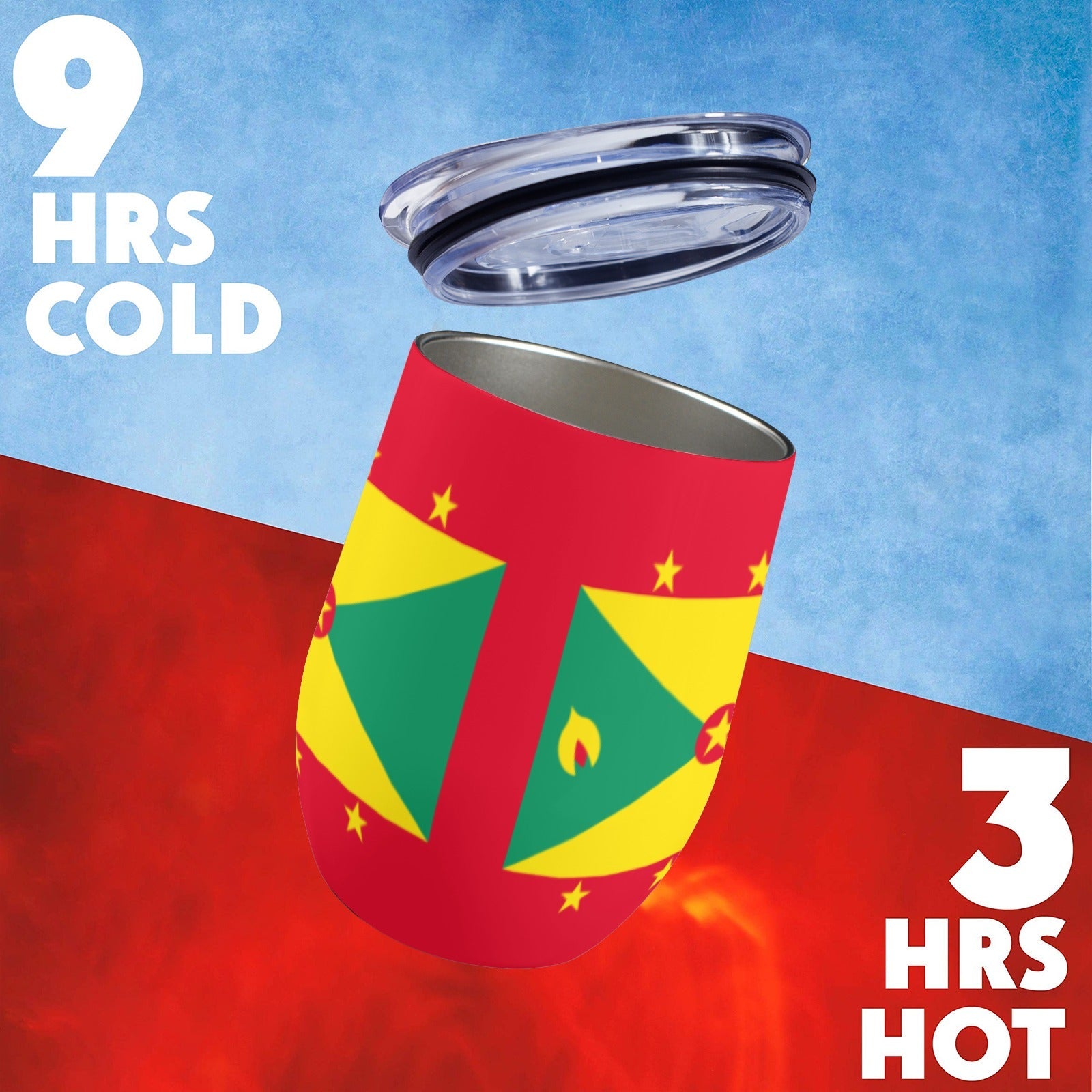 Grenada Flag 12oz Wine Tumbler - Conscious Apparel Store