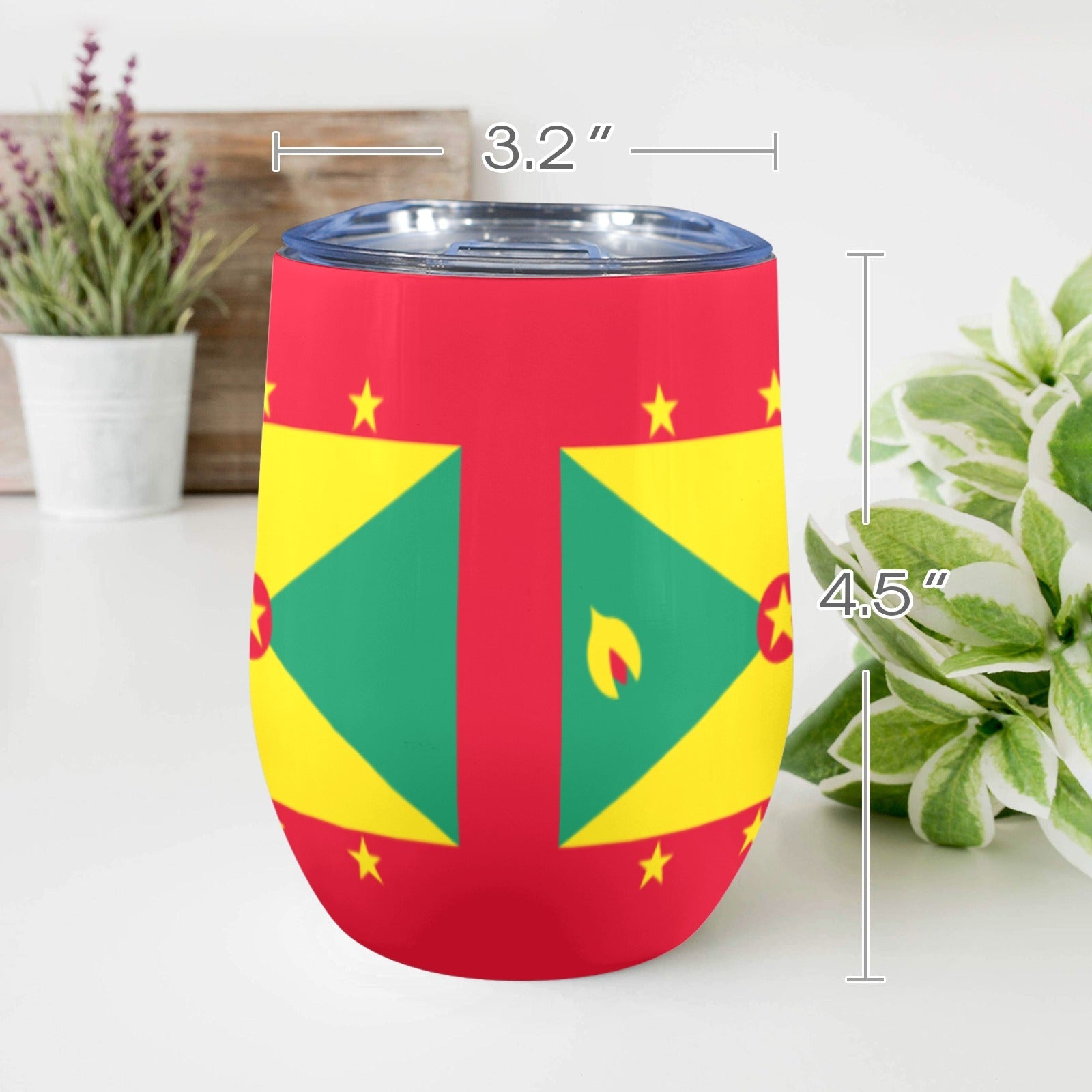 Grenada Flag 12oz Wine Tumbler - Conscious Apparel Store