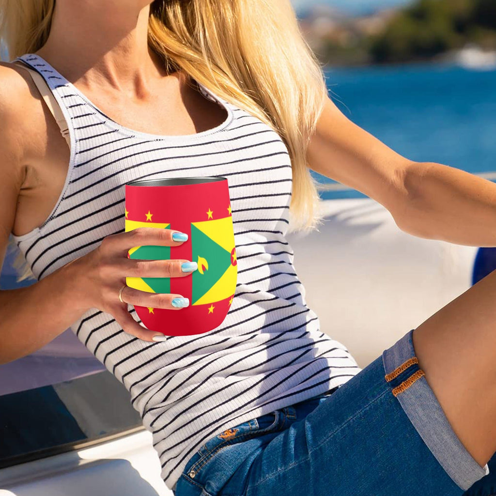 Grenada Flag 12oz Wine Tumbler - Conscious Apparel Store