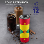 Grenada Flag 20oz Tall Skinny Tumbler with Lid and Straw - Conscious Apparel Store