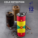 Grenada Flag 20oz Tall Skinny Tumbler with Lid and Straw - Conscious Apparel Store
