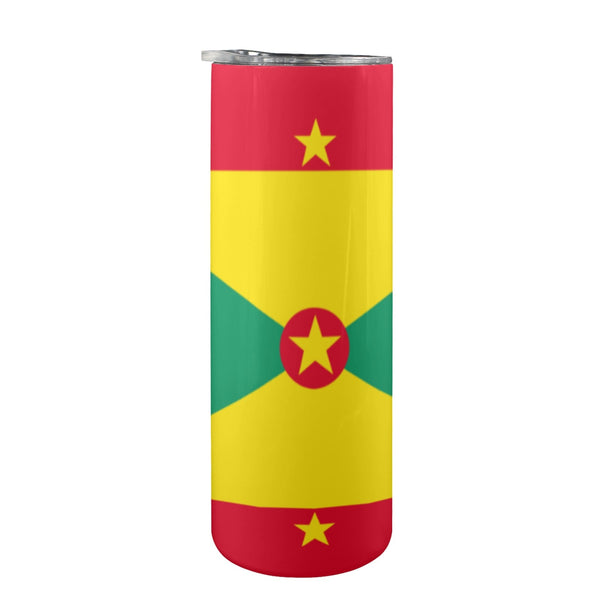 Grenada Flag 20oz Tall Skinny Tumbler with Lid and Straw - Conscious Apparel Store