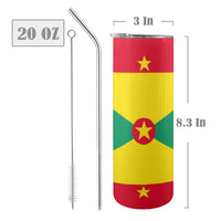 Grenada Flag 20oz Tall Skinny Tumbler with Lid and Straw - Conscious Apparel Store