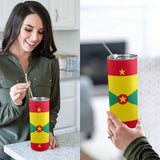 Grenada Flag 20oz Tall Skinny Tumbler with Lid and Straw - Conscious Apparel Store