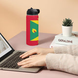 Grenada Flag Insulated Water Bottle with Straw Lid (18 oz) - Conscious Apparel Store