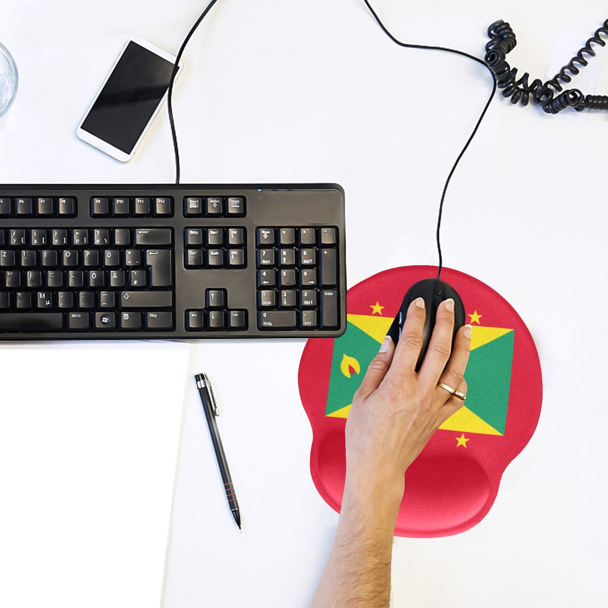 Grenada-Flag Mouse Pad with Wrist Rest Support - Conscious Apparel Store