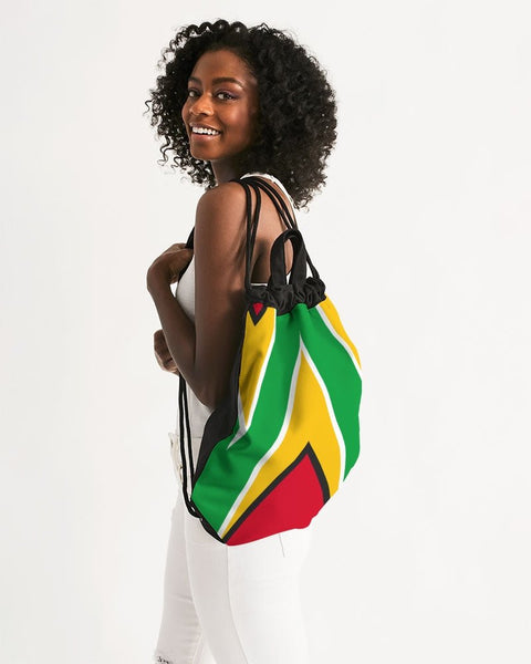 Guyana Flag Canvas Drawstring Bag - Conscious Apparel Store