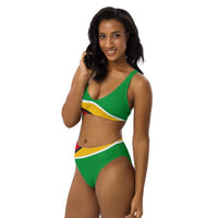 Guyana Flag High-Waisted Bikini Customizable Set - Conscious Apparel Store