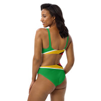 Guyana Flag High-Waisted Bikini Customizable Set - Conscious Apparel Store