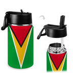 Guyana Flag Kids Water Bottle with Straw Lid (12 oz) - Conscious Apparel Store