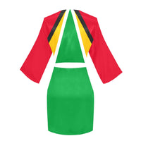 Guyana Flag Long Sleeve Kimono Robe - Conscious Apparel Store