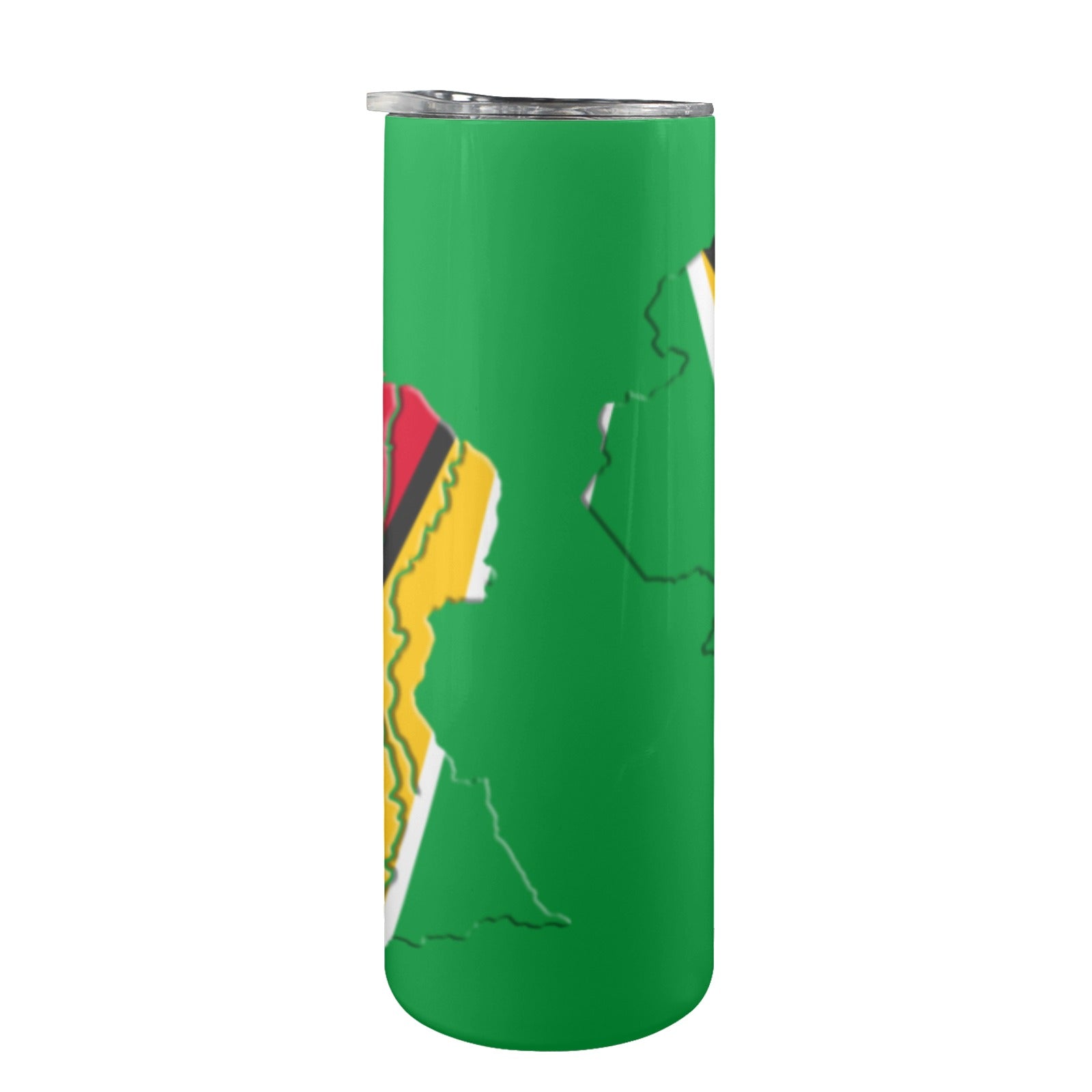 Guyana Flag Map 20oz Tall Skinny Tumbler with Lid and Straw - Conscious Apparel Store