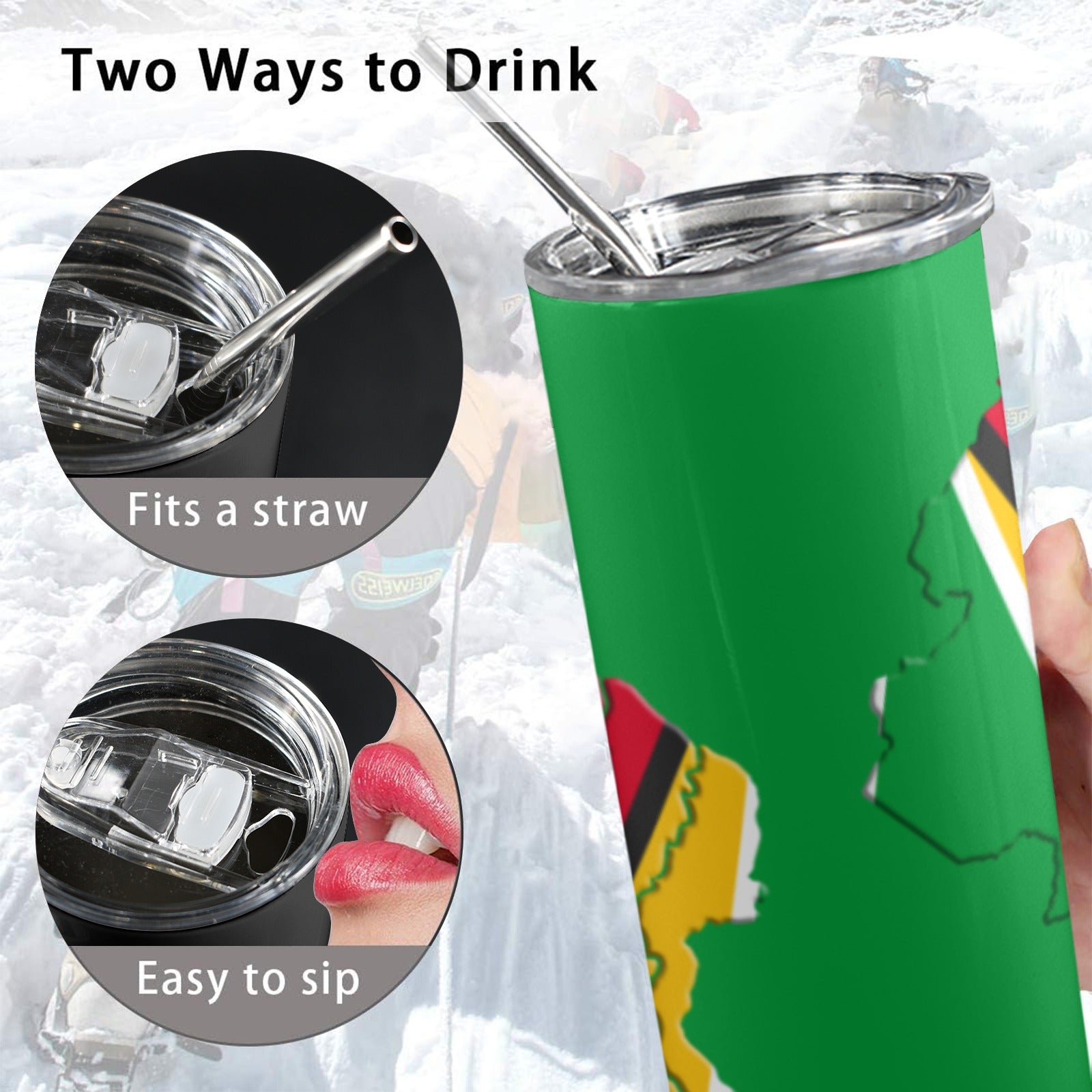 Guyana Flag Map 20oz Tall Skinny Tumbler with Lid and Straw - Conscious Apparel Store