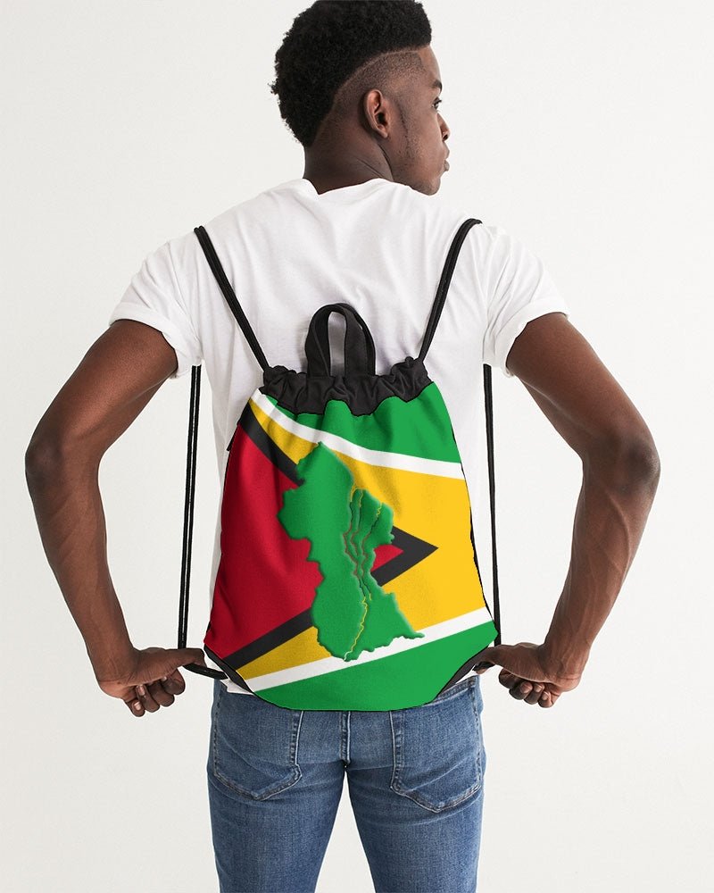 Guyana Flag Map Canvas Drawstring Bag - Conscious Apparel Store