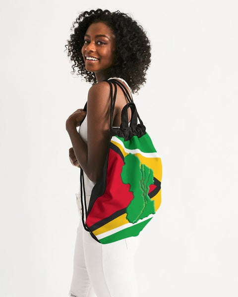 Guyana Flag Map Canvas Drawstring Bag - Conscious Apparel Store