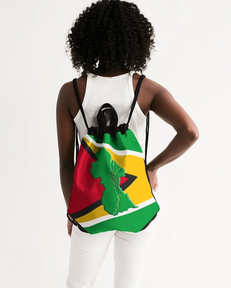 Guyana Flag Map Canvas Drawstring Bag - Conscious Apparel Store
