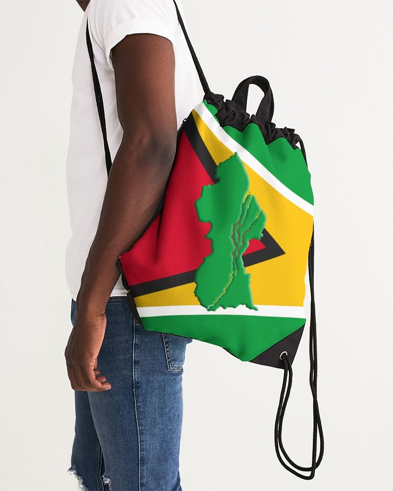 Guyana Flag Map Canvas Drawstring Bag - Conscious Apparel Store