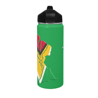 Guyana Flag Map Insulated Water Bottle with Straw Lid (18 oz) - Conscious Apparel Store