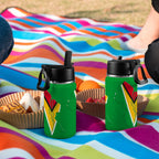 Guyana Flag Map Kids Water Bottle with Straw Lid (12 oz) - Conscious Apparel Store